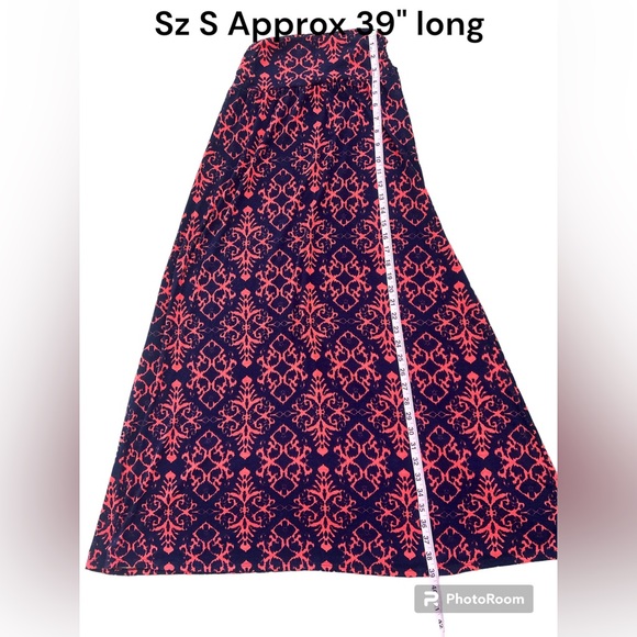 Joe B Gypsy Boho Long Romantic Flowy Maxi Skirt sz S Modest Navy Coral-ish EUC - Picture 3 of 16